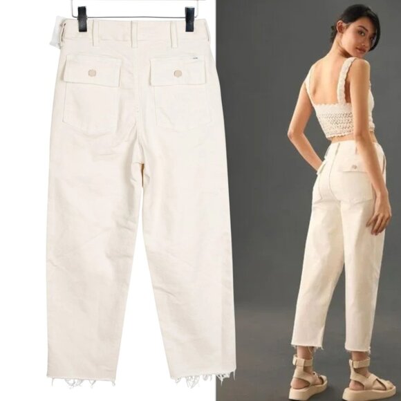 MOTHER The Patch Pocket Private Ankle Fray Jeans CREAM PUFF SZ. 25" NWT - Picture 3 of 6